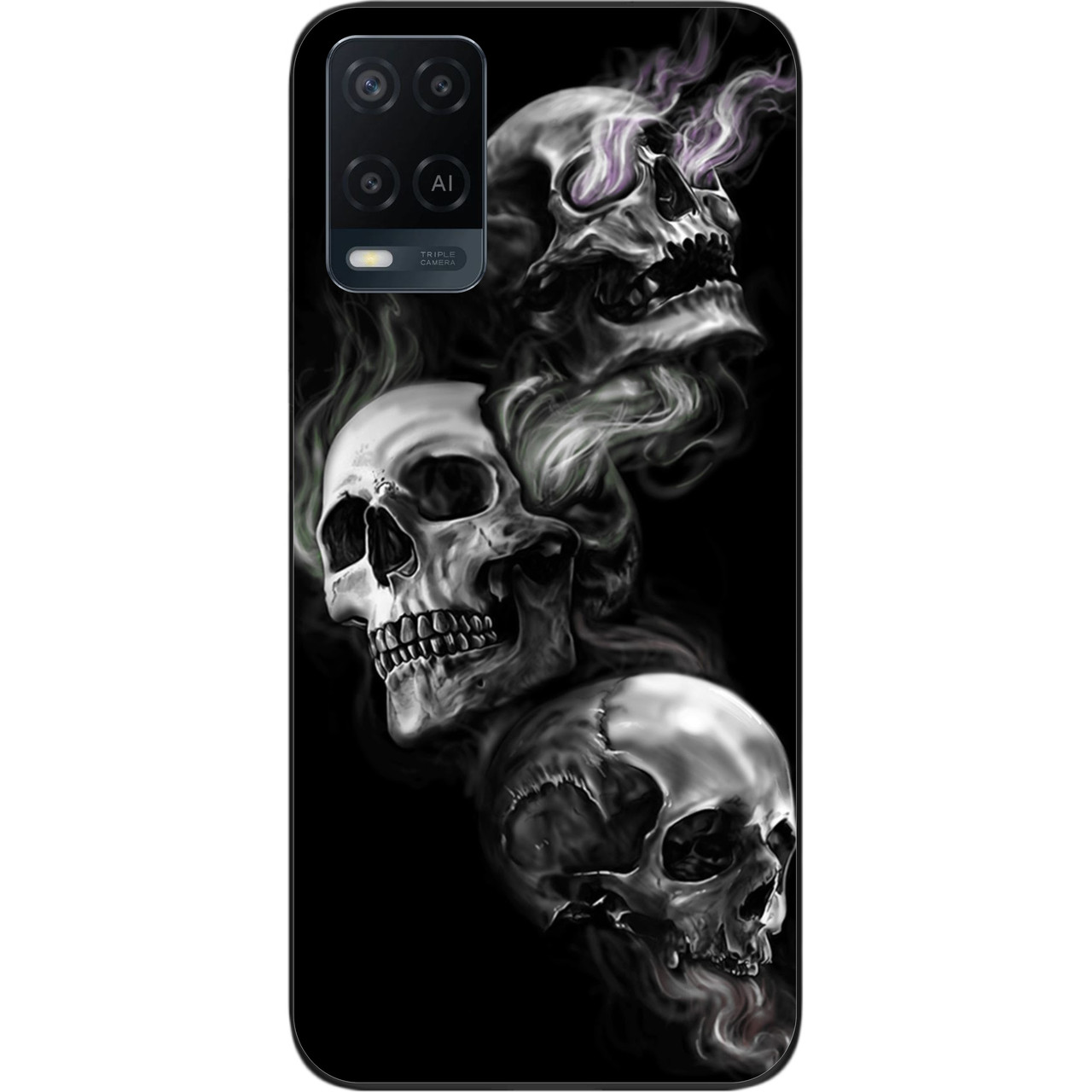 Бампер силіконовий чохол для OPPO A54 з картинкою Три черепа, фото 1
