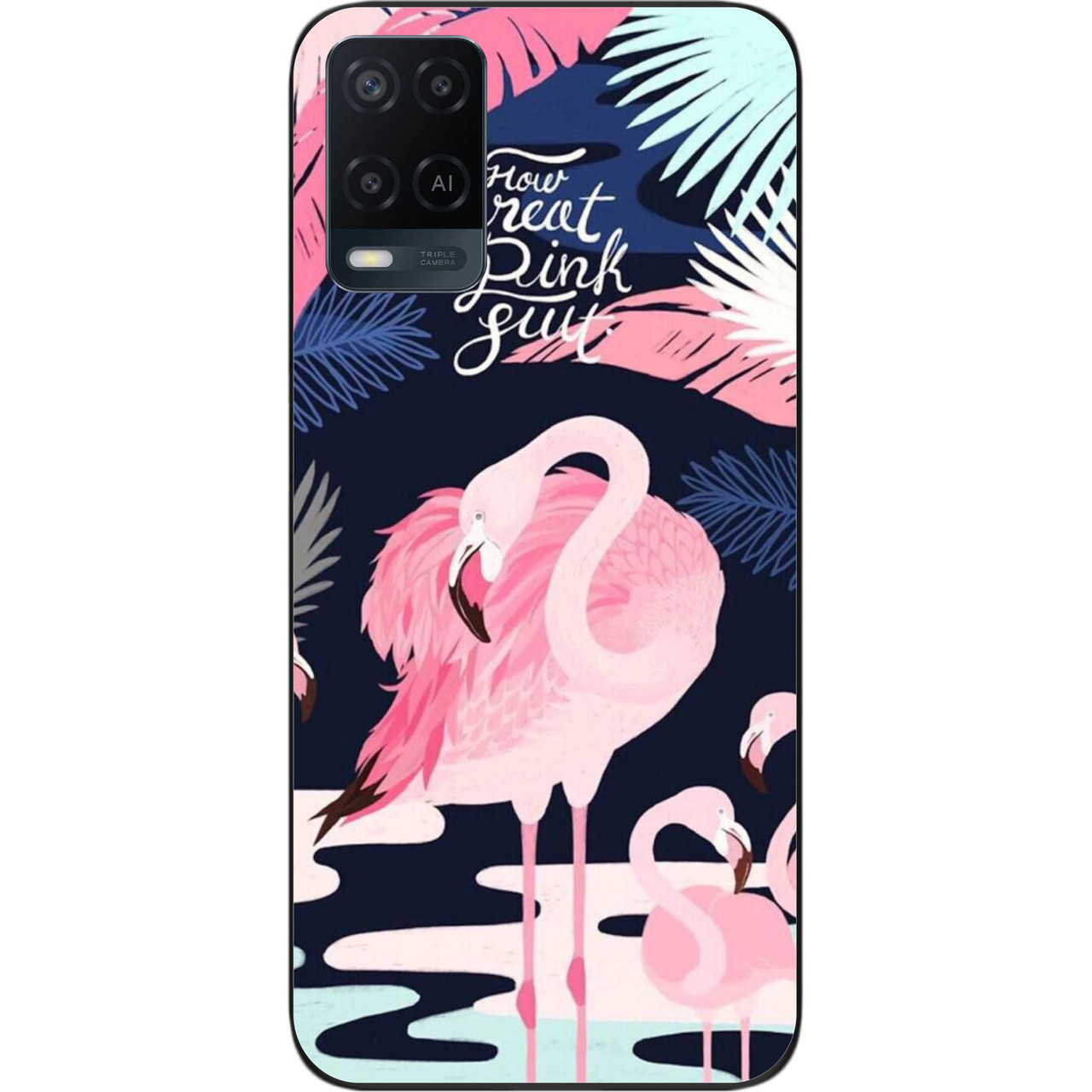 Бампер силіконовий чохол для OPPO A54 з картинкою Фламінго, фото 1