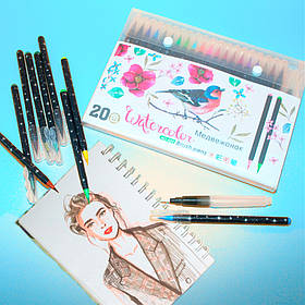 Набір акварельних маркерів з пензликом 20 кольорів Дитячий набір для малювання художні маркери для скетчінга