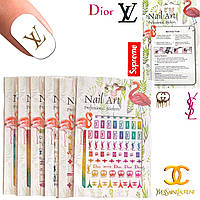 Nail Art ЗD наліпки -стікери для дизайну нігтів на липкій основі кольорові ( бренди )