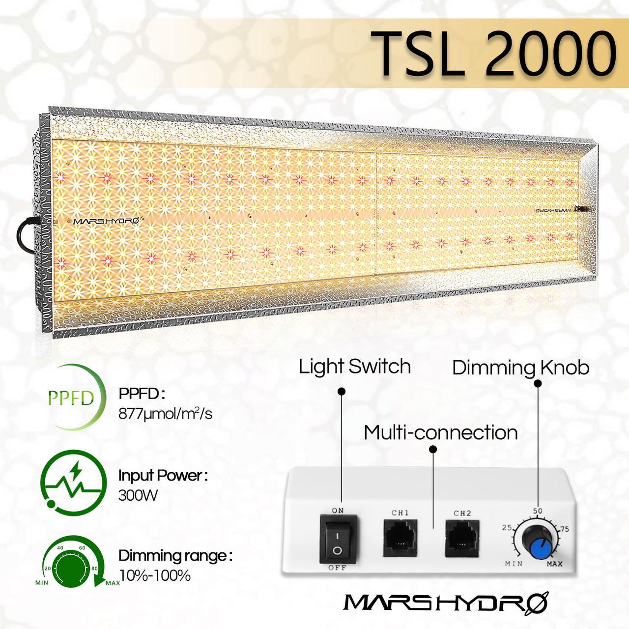 Upgraded Mars TSL-2000 LED Full Spectrum Hydroponic LED Grow Light Dimming New Китай