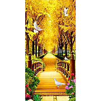 Алмазная вышивка " Осенний парк ", лес, горы,полная выкладка ,мозаика 5d, наборы 45х85 см