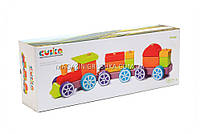 Дитячий дерев'яний конструктор поїзд Cubika(Кубики) 12923. Дерев'яні еко іграшки, фото 2