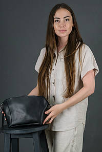 Жіноча шкіряна сумка Майя, натуральна шкіра італійський Краст, колір Чорний