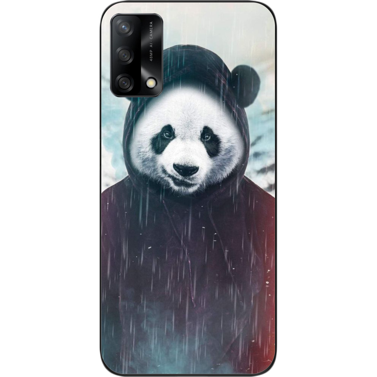 Силіконовий чохол для OPPO A74 з картинкою Панда в капюшоні, фото 1