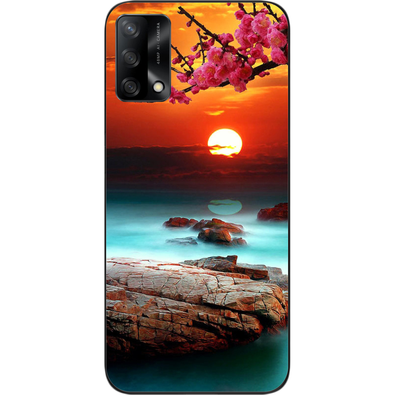 Силіконовий чохол бампер для OPPO A74 з картинкою Гарний захід сонця, фото 1