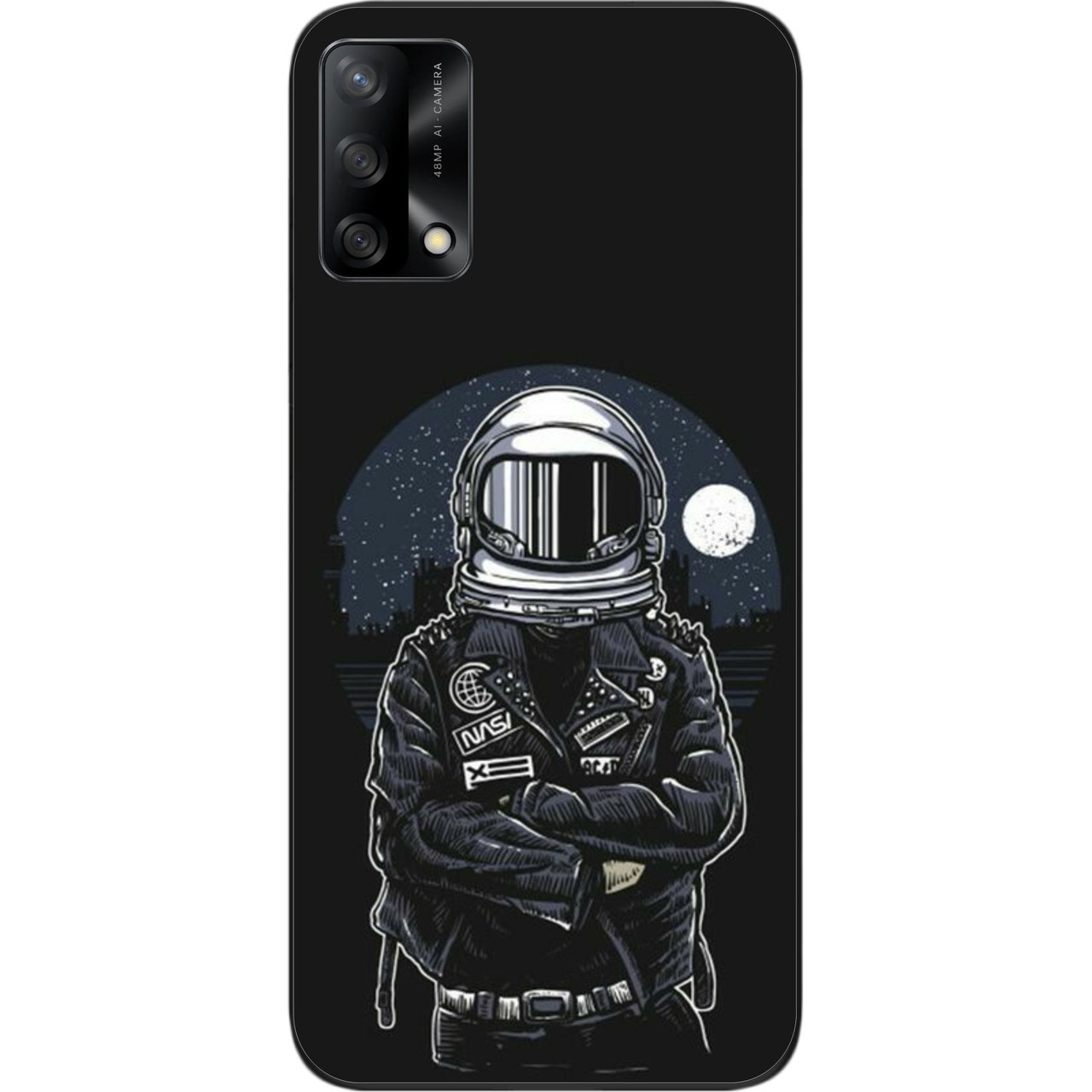 Силіконовий чохол бампер для OPPO A74 з картинкою Космонавт і місяць, фото 1