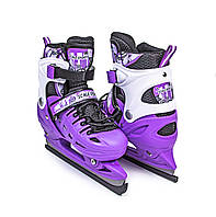 Ледовые коньки раздвижные Scale Sports бело-фиолетовые р 38-41