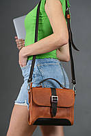 Женская кожаная сумка Марта, натуральная Винтажная кожа, цвет коричневый, оттенок Коньяк