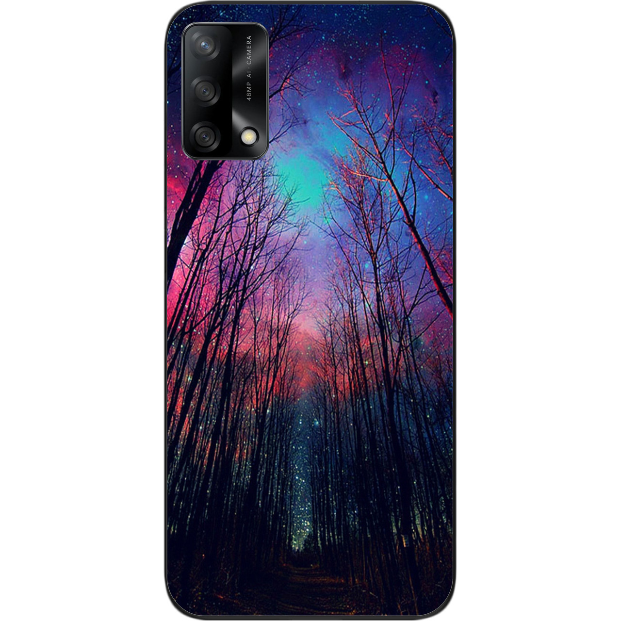 Чохол силіконовий для OPPO A74 з картинкою Ліс космічне небо, фото 1