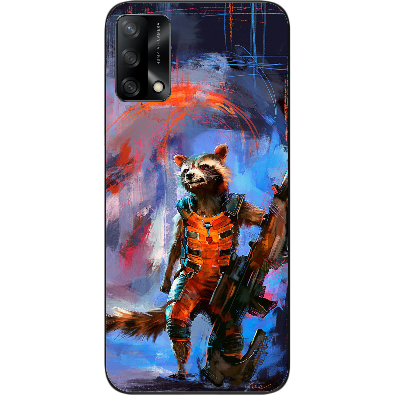 Бампер силіконовий чохол для OPPO A74 з картинкою Єнот ракета, фото 1