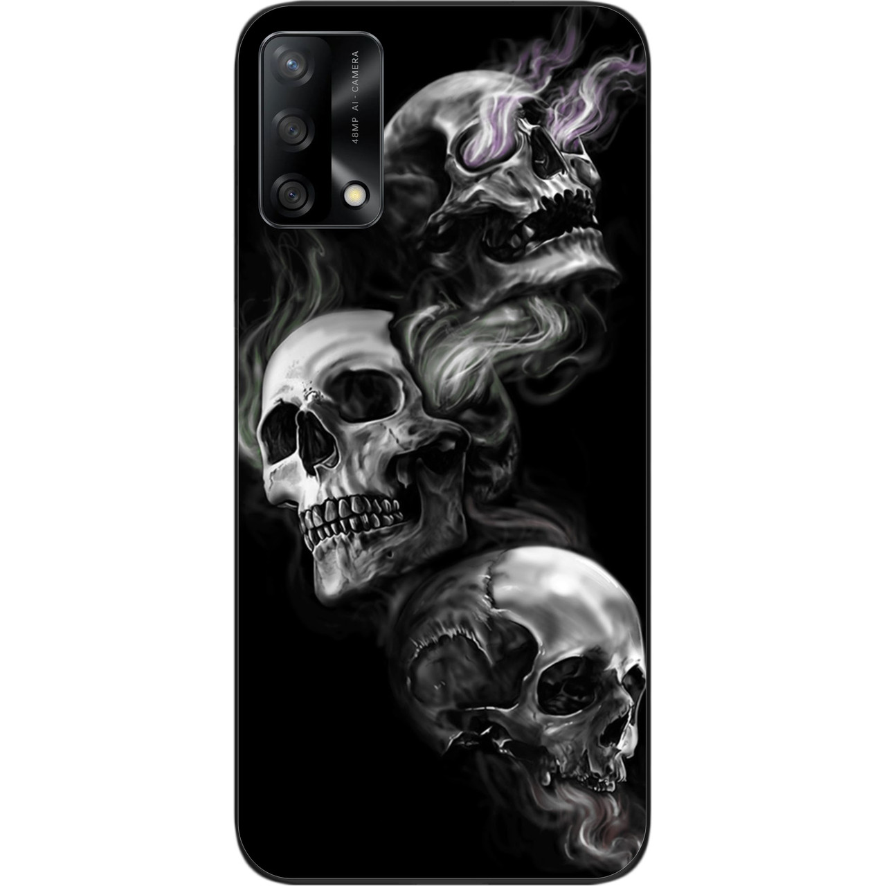 Бампер силіконовий чохол для OPPO A74 з картинкою Три черепа, фото 1