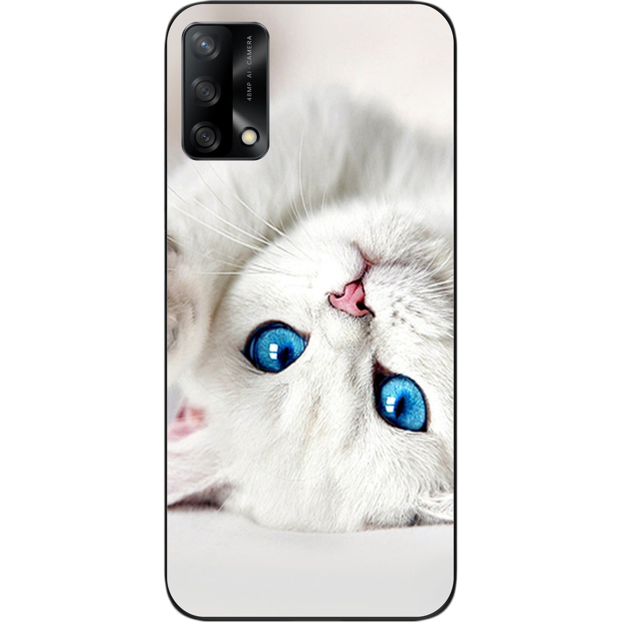 Оригінальний чохол для OPPO A74 з картинкою Білий котик, фото 1
