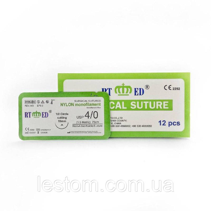 Нейлон RT-med USP 4/0 (EP 1,5) з ріж. голкою 19мм 1/2 кола