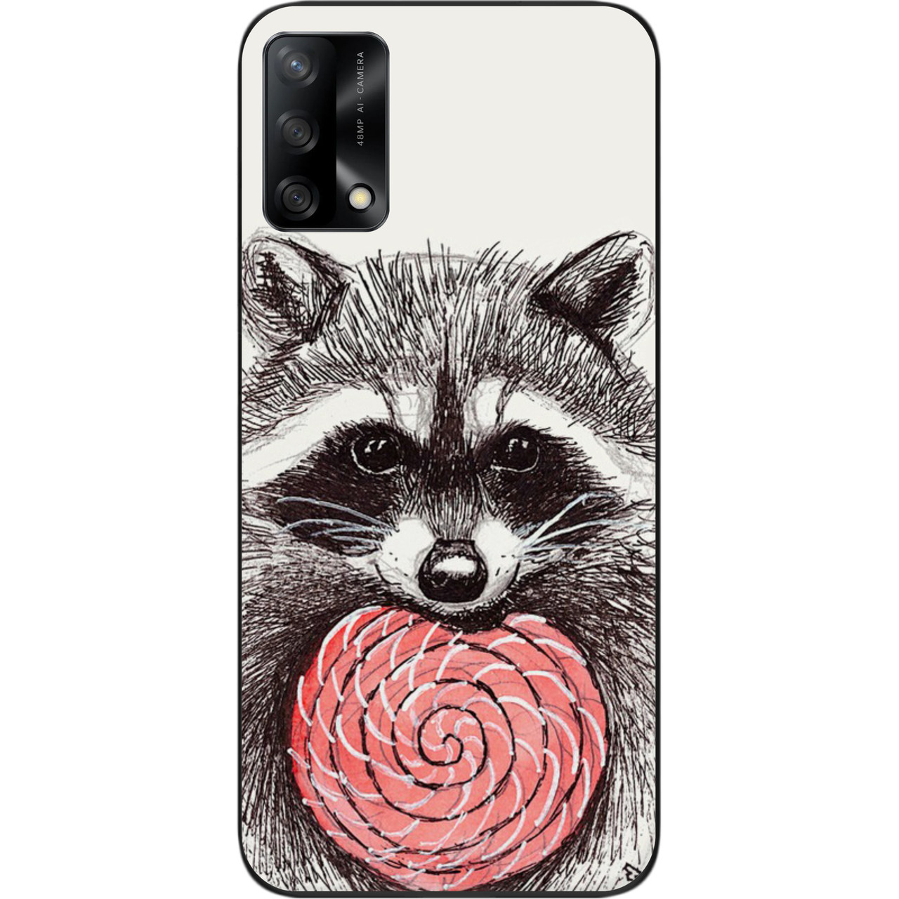 Силіконовий чохол для OPPO A74 з картинкою Єнот, фото 1