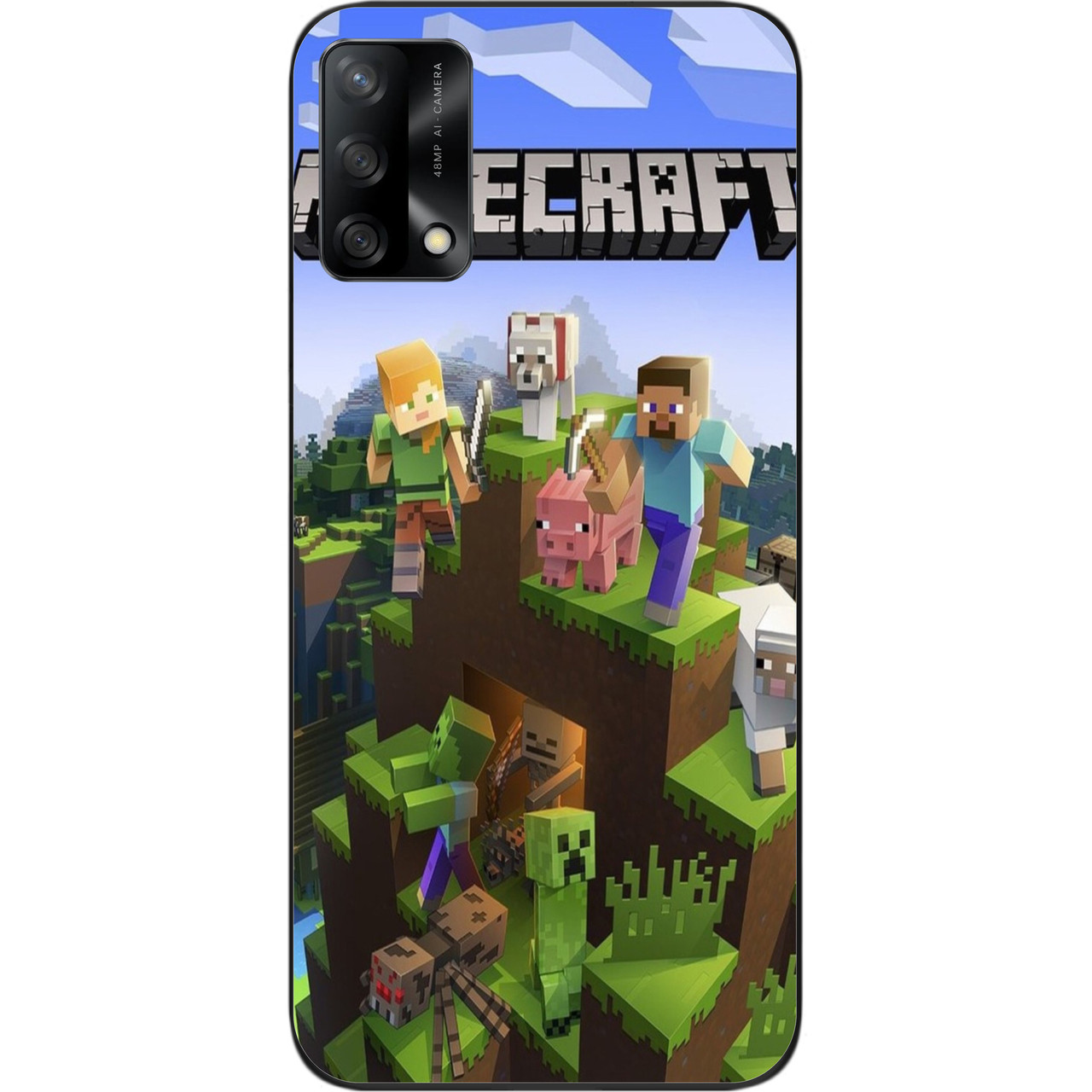 Силіконовий чохол для OPPO A74 з картинкою Майнкрафт герої, фото 1
