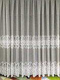 Лляна тюль. Мереживна тюль. Красива тюль. Тюль для залу. Тюль у вітальню. Тюль у спальню. Турецька тюль., фото 3