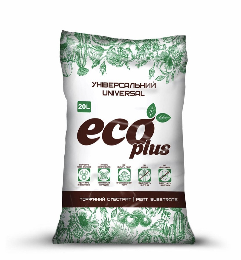 Торф'яний субстрат універсальний ECO PLUS, 20 л