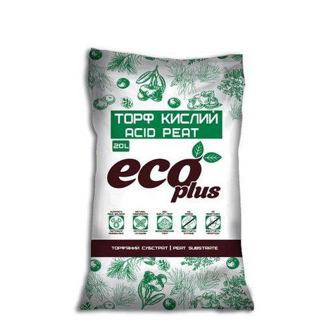 Торф'яний субстрат торф кислий ECO PLUS, 20 л, фото 1