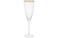 Бокал для шампанского с золотым кантом Donna 280мл, материал стекло, в упаковке 4шт. (579-237)