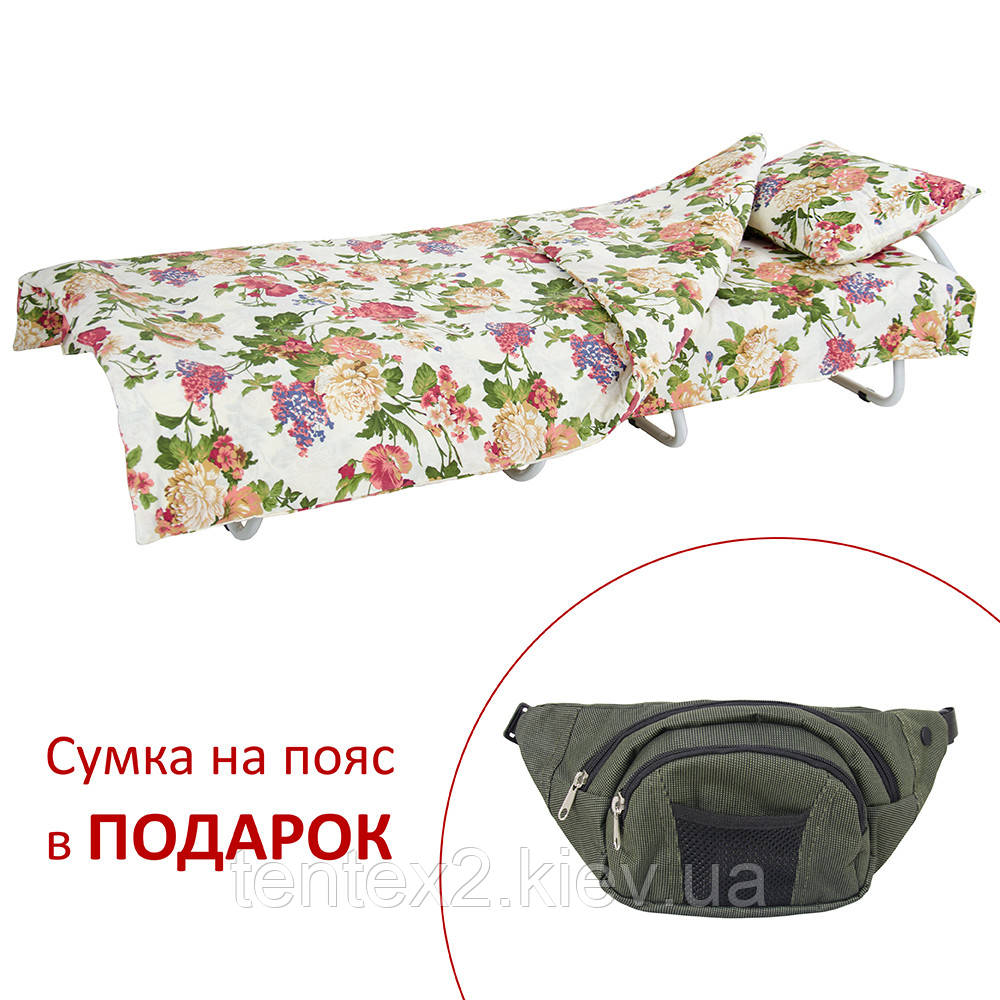 Ліжко на ламелях з постіллю d25 мм бязь (Квіти польові)