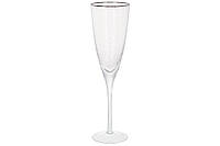 Бокал для шампанского c серебряным кантом Donna 280мл, материал стекло, в упаковке 4шт. (579-238)