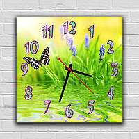Настенные часы в детскую, часы в детскую комнату, настенные часы-картина, часы для комнаты Бабочка A11, 30х30