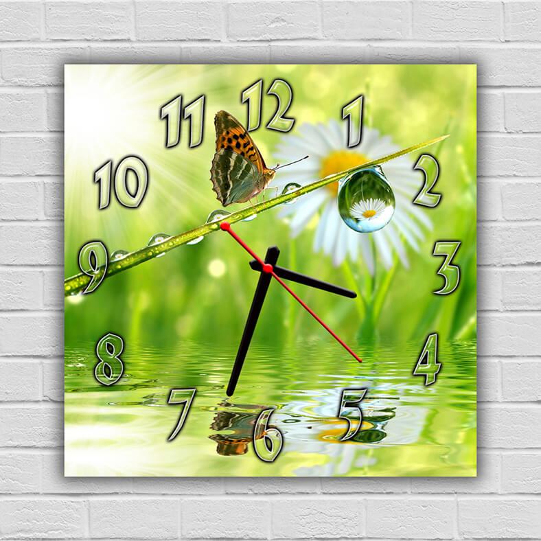 Настенные часы в детскую, часы в детскую комнату, настенные часы-картина, часы для комнаты Яркая бабочка, - фото 1 - id-p977726987