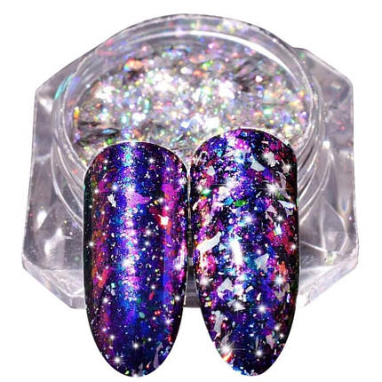 Дзеркальна втирка, пудра "Пластівці Юкі Північне Сяйво", прозорі №12 2 г, фото 1