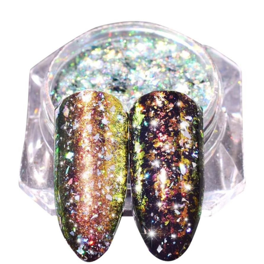 Дзеркальна втирка, пудра "Пластівці Юкі Північне Сяйво", прозорі №11 2 г