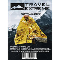 Термоодеяло термоковдра термопокрывало спасательное Travel Extreme (золото-серебро) - защита от холода, дождя.