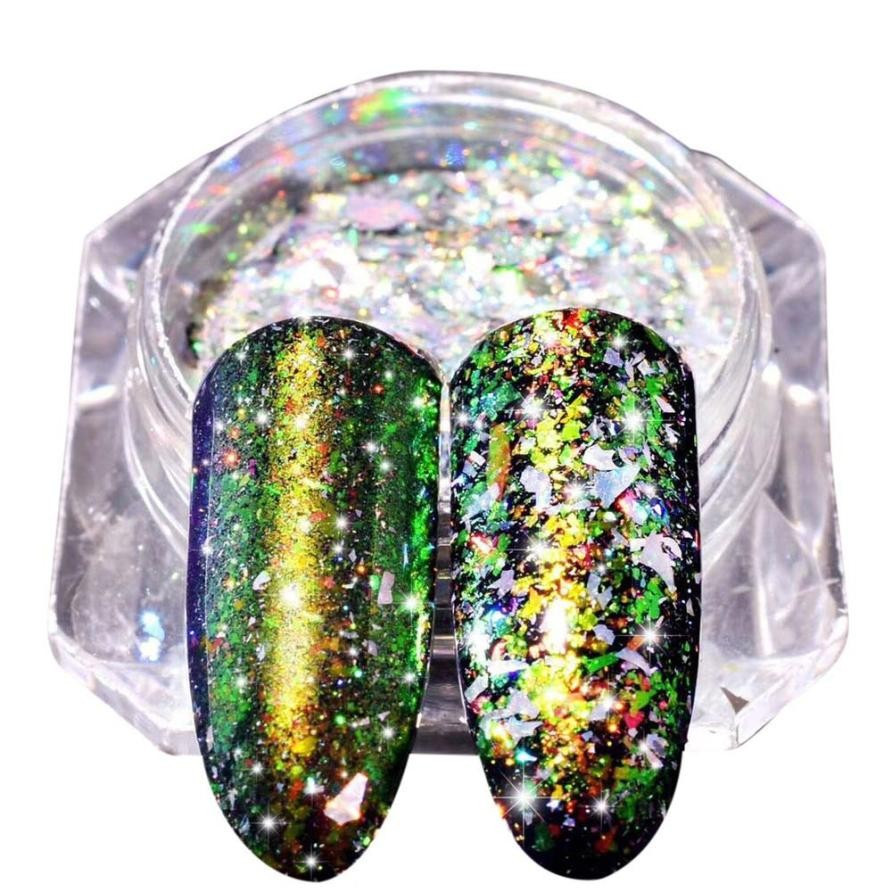 Дзеркальна втирка, пудра "Пластівці Юкі Північне Сяйво", прозорі №6 2 г