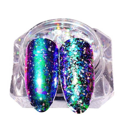 Дзеркальна втирка, пудра "Пластівці Юкі Північне Сяйво", прозорі №5 2 р, фото 1