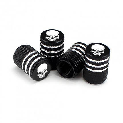 Ковпачки на ніпель Череп Alitek 3Stripes Skull Black (4 шт), фото 2