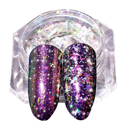 Дзеркальна втирка, пудра "Пластівці Юкі Північне Сяйво", прозорі №4 2 р, фото 1