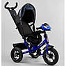 Дитячий триколісний велосипед — коляска Best Trike 3390 / 81-338 з батьківською ручкою сіро-синій, фото 4