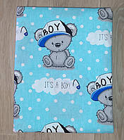 Пелюшка тканинна багаторазова блакитна з ведмедиками для хлопчика 80*80 см Польща