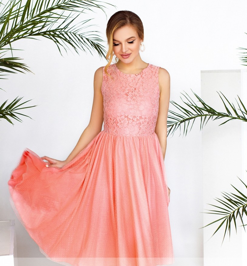 Шикарне персикове плаття з гіпюру і Фатіма розмір 42-48