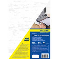 Обложка для палитурки картонная под кожу белая А4 50шт Buromax BM.0580-12