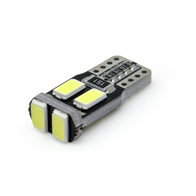 Світлодіодна автомобільна лампа T10 W2,1x9,5d 6 SMD (5630) 12V WHITE з обманкою, друкована плата