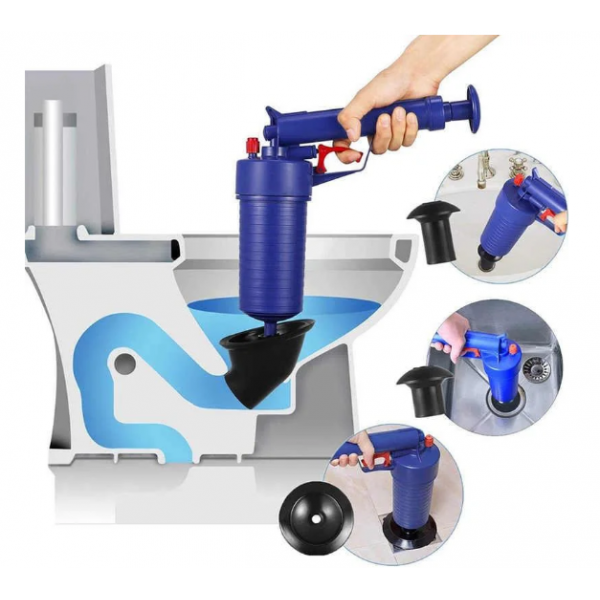 Пневматичний вантуз, очищувач каналізації високого тиску Toilet dredge GUN BLUE - фото 1 - id-p1438395600