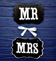 Фотобутофория табличка "Mr&Mrs" 2 предметов, качественный картон, цвет - черный