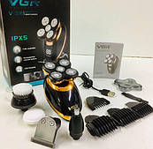 Електробритва для чоловіків роторна для вологого і сухого гоління з плаваючими головками і тримером VGR V-316