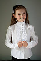 Блузка школьная "Свит блуз" красивая для девочки мод. 2037 в белом цвете