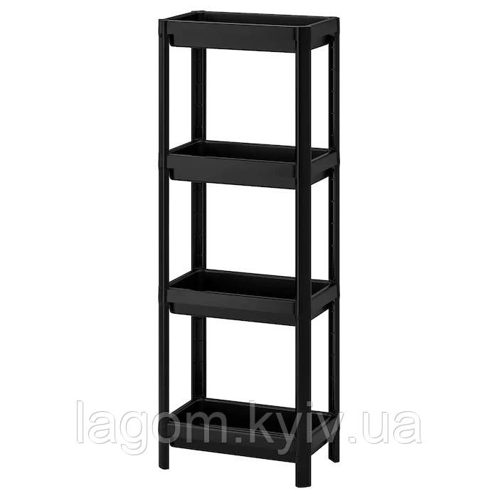 Стелаж у ванну IKEA VESKEN 36x23x100 см пластикова чорна підлогова полиця ІКЕА ВЕСКЕН