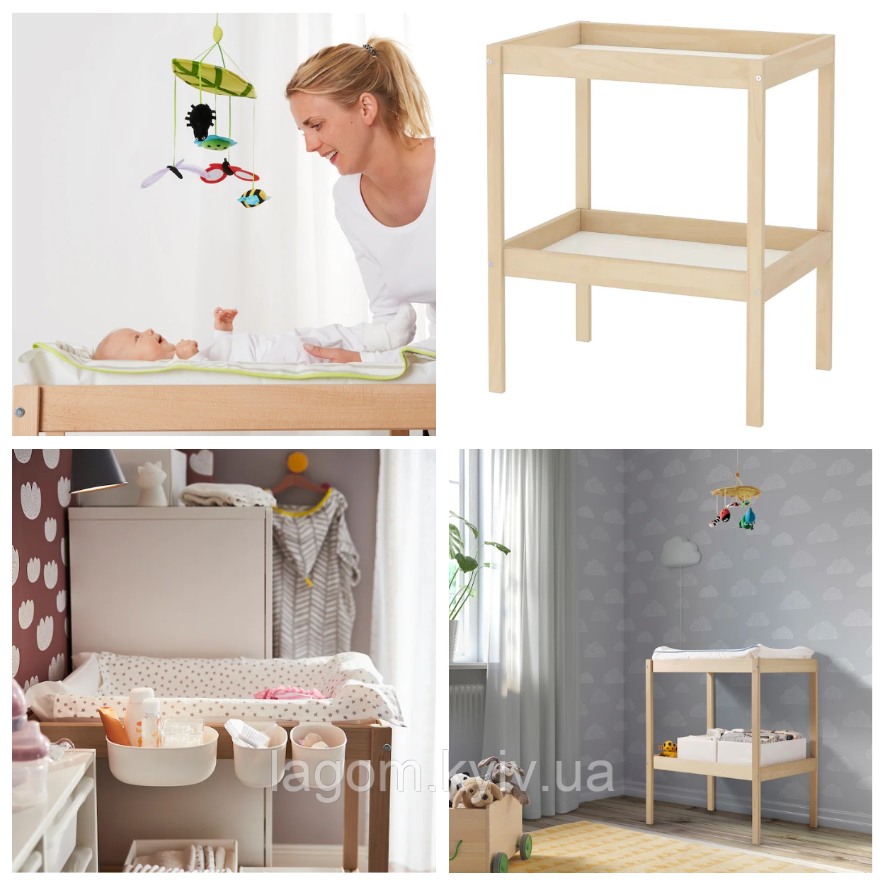 Пеленальний столик IKEA SNIGLAR 72x53 см бук/білий ІКЕА СНІГЛАР