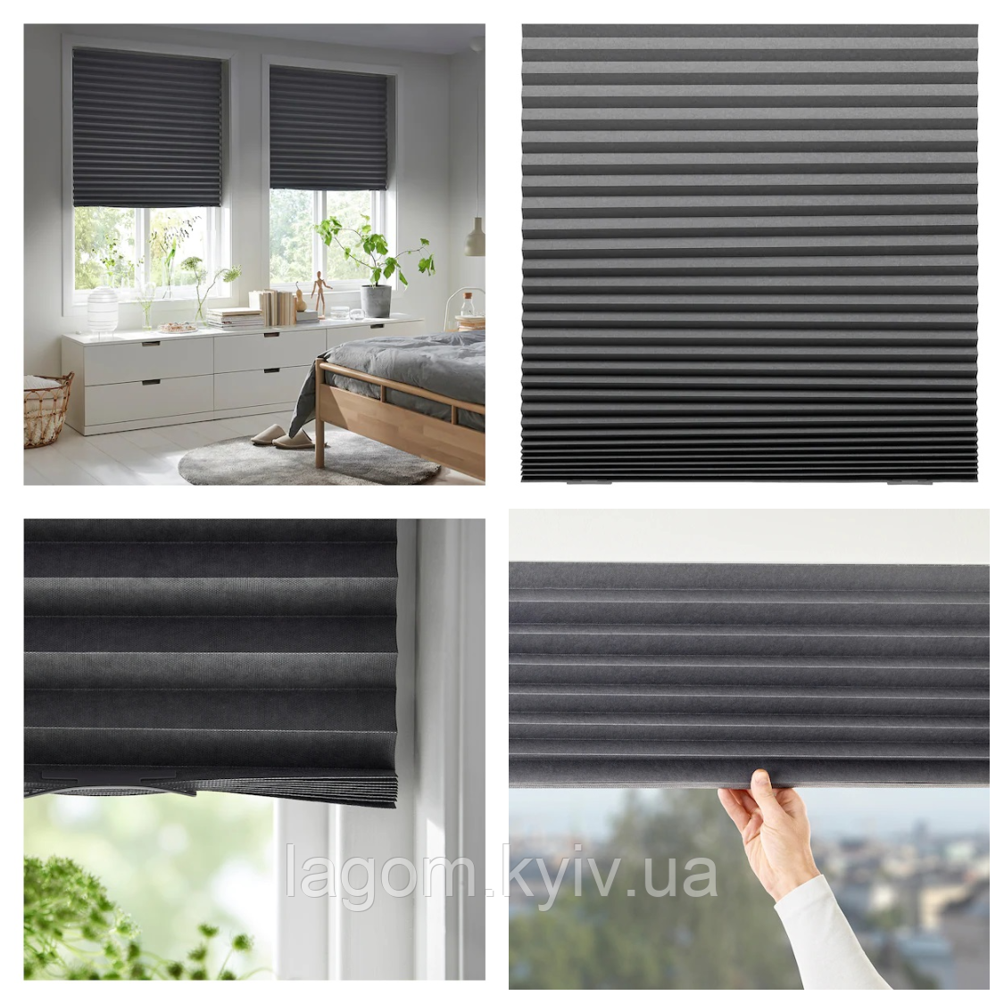 Затемнююча штора-плісе IKEA SCHOTTIS темно-сірі 100x190 см гофровані жалюзі ІКЕА СКОТТІС