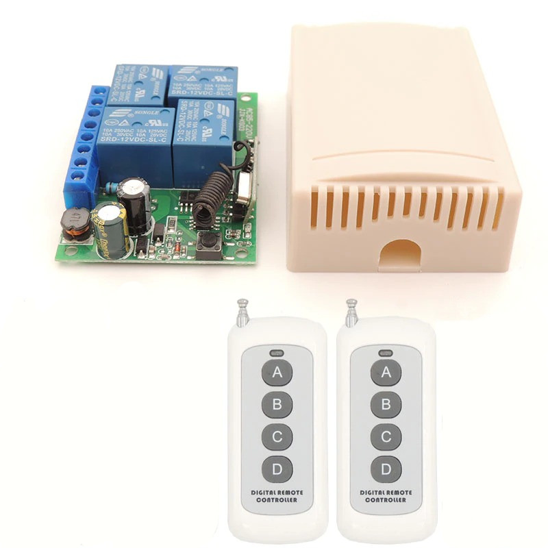 Бездротовий 4-х канальний вимикач, 220В + 2 пульта, фото 1