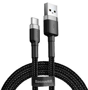 Кабель для зарядки телефона/ смартфона Baseus Cafule USB-Type-C 3 м 2 А Чорний/ Сірий (CATKLF-UG1), фото 1