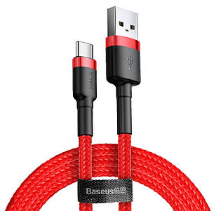 Кабель для зарядки телефона/ смартфона Baseus Cafule USB-Type-C 3 м 2 А Червоний (CATKLF-U09), фото 1
